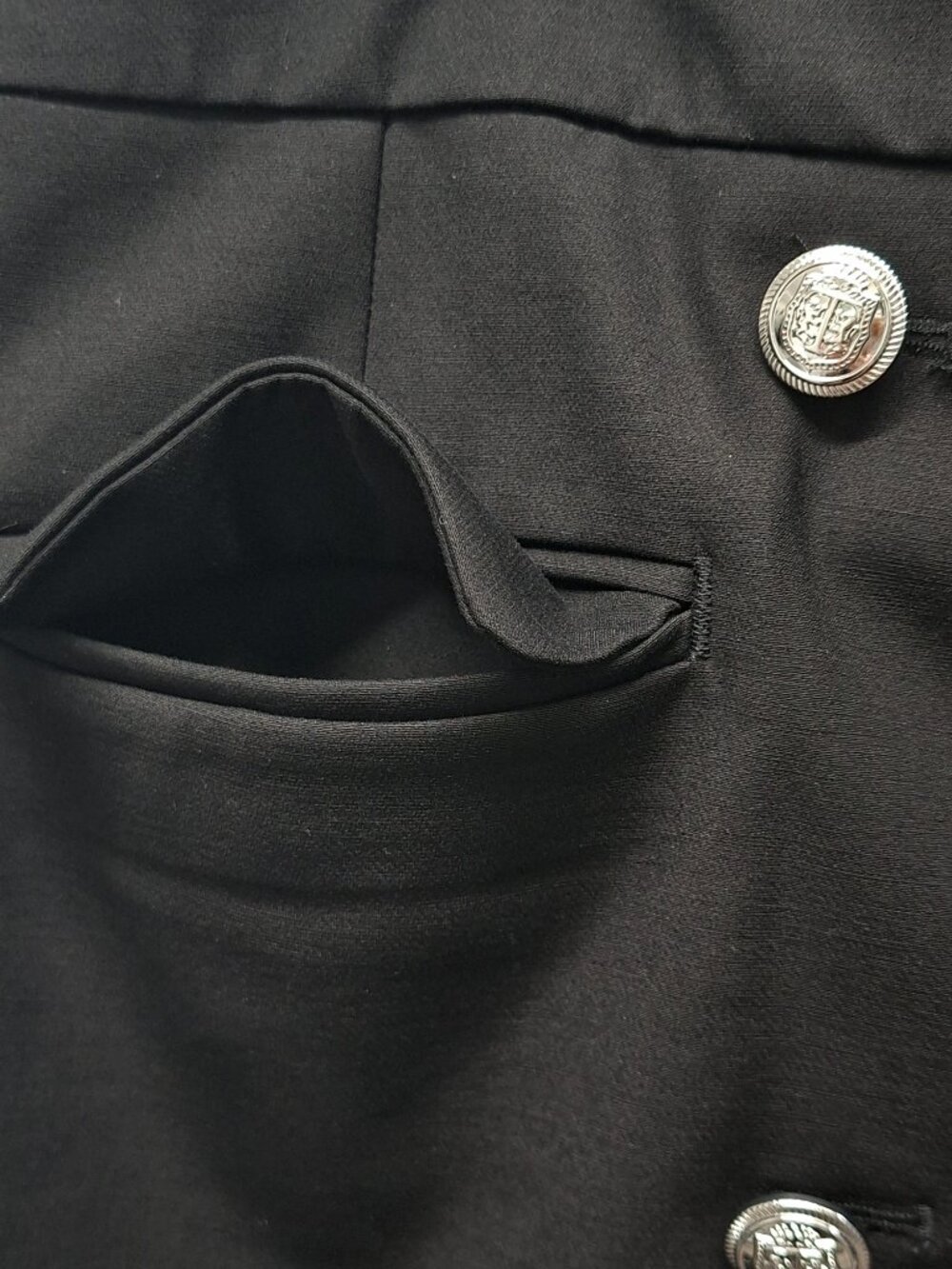 Talbots Short Black A-Line Skirt with Silver buttons - Picture 5 of 5